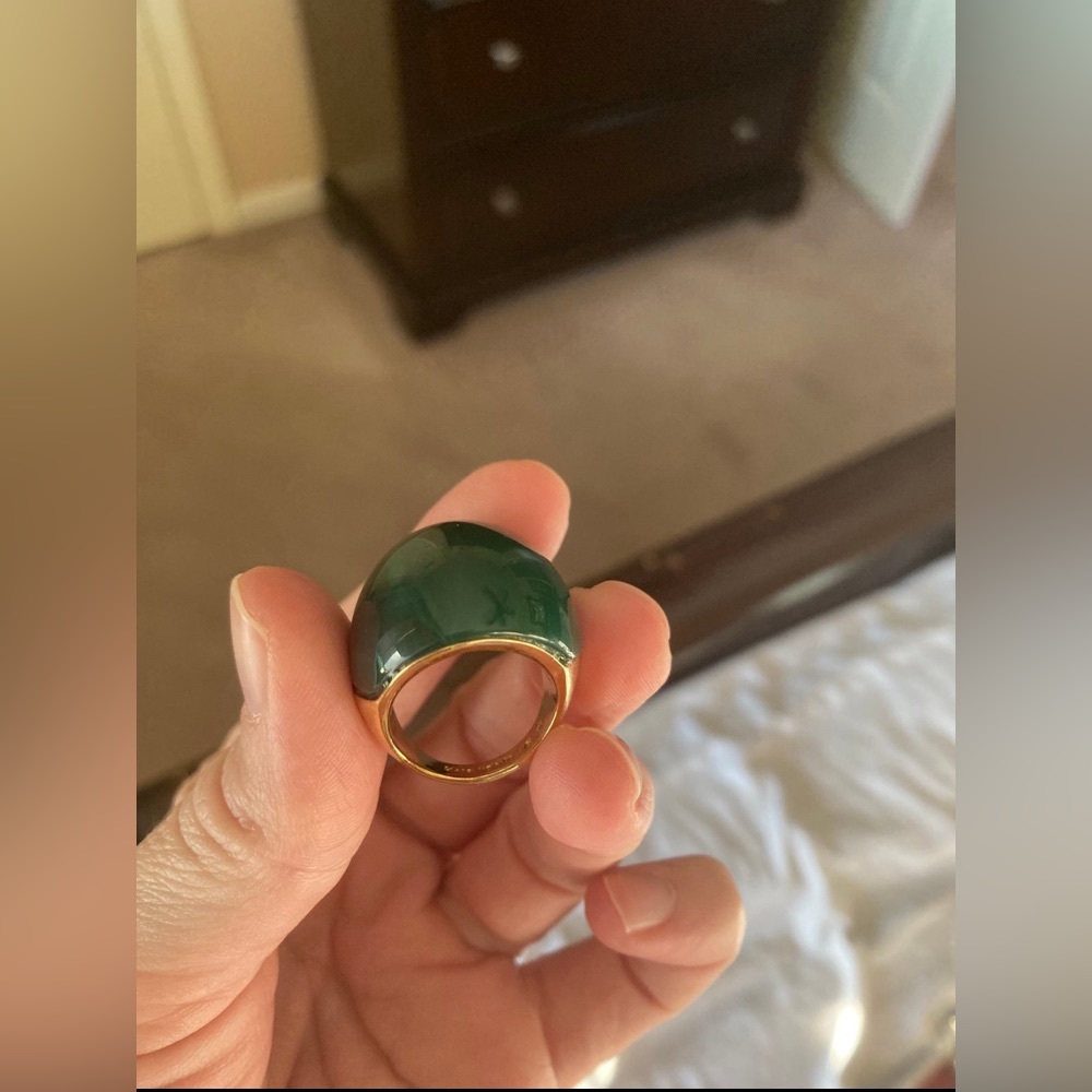 Green and gold Kate spade cocktail ring
